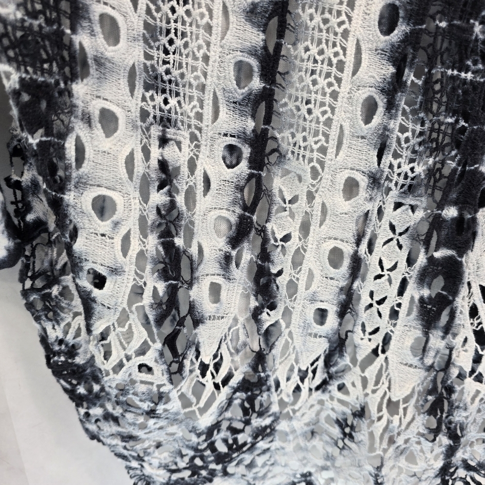 XCVI Shirt Womens Large Blue Tie Dye Linen Long Sleeve Tunic Crochet Boho - Picture 10 of 13